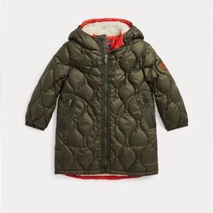 Polo Ralph Lauren Boys Quilted Water Repellent Ripstop Down Jacket in Green SZ 4
